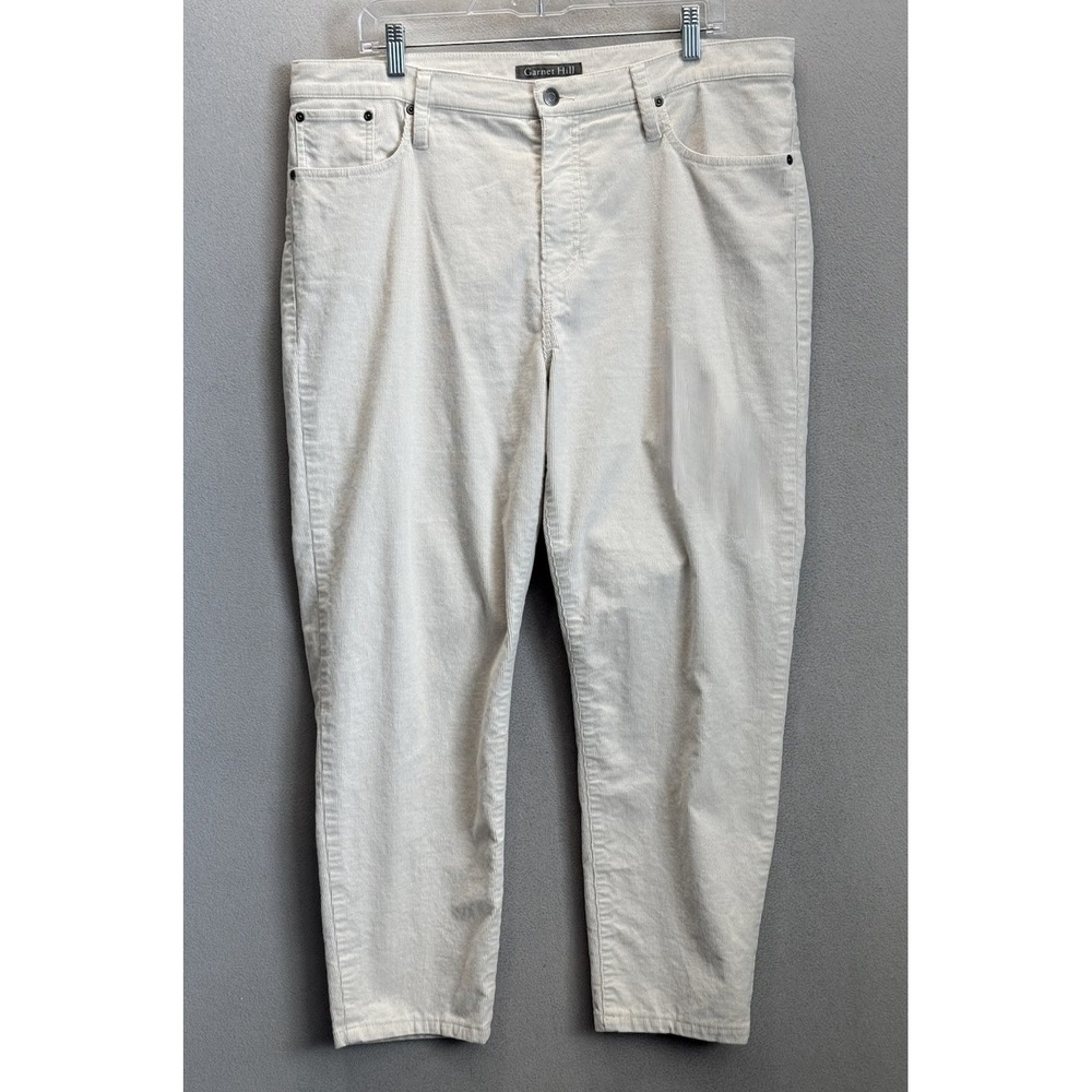 Garnet Hill Women's Size 16 Beige High-Rise Essential Slim Corduroy Pants‎